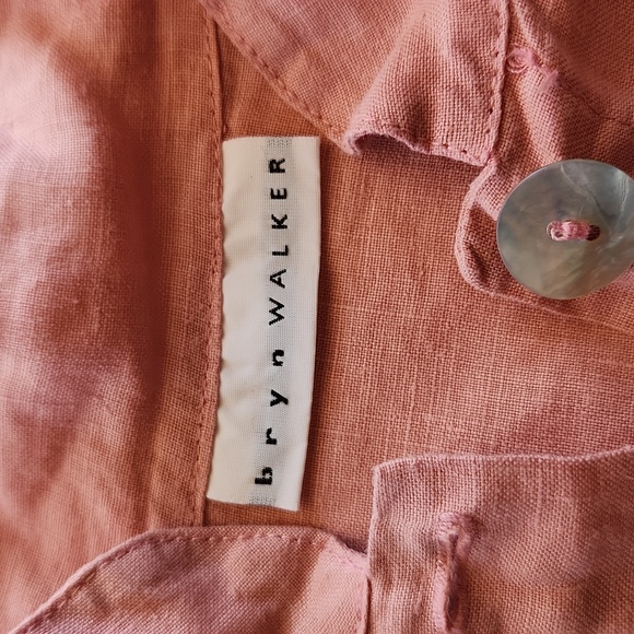 NWT BRYN WALKER oversized salmon linen button down long sleeve top, size large - Picture 3 of 8